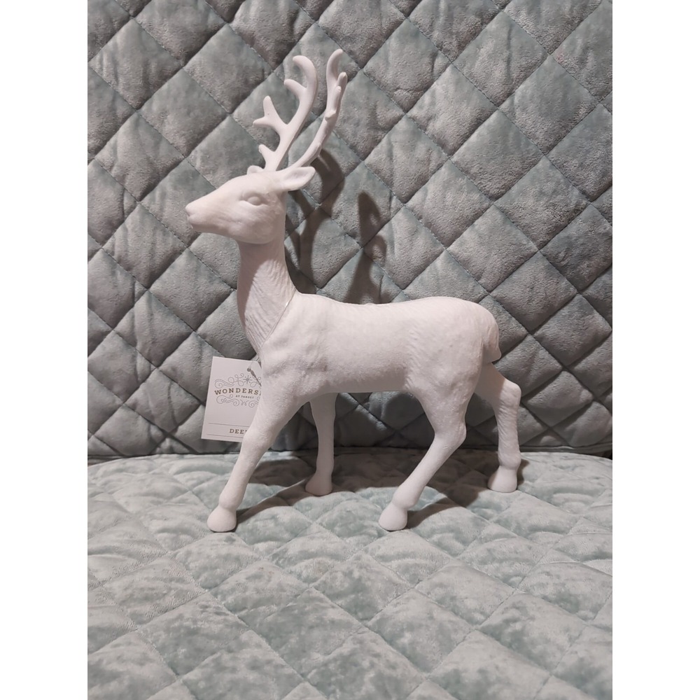 12.5" Flocked Standing Deer Christmas Figurines-Beautiful White New